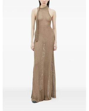 AYA MUSE Tera Halterneck Mesh Maxi Dress - Natural