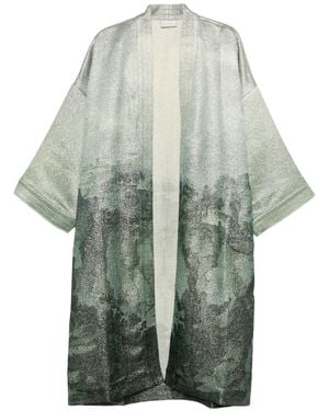 Pierre Louis Mascia Abstract-Print Open-Front Jacket - Green