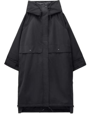 Embassy of Bricks and Logs Hooded Drawstring Coat - Black
