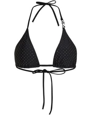 KARL LAGERFELD Top De Bikini Con Apliques De Strass - Negro
