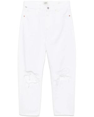 Citizens of Humanity Distressed Straight-Leg Jeans - White