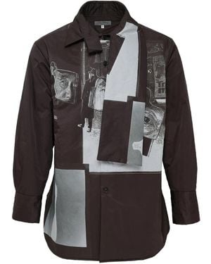 Yohji Yamamoto Stole-Detail Padded Shirt - Black