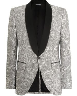 Dolce & Gabbana Floral Single-Breasted Blazer - Black