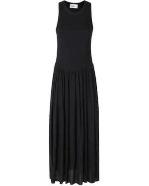 SOLOTRE Gathered Maxi Dress - Black