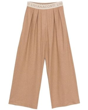 Liviana Conti Logo-Waistband Trousers - White