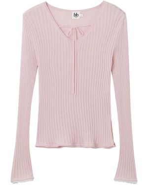 B+ AB Tie Ribbed Top - Pink