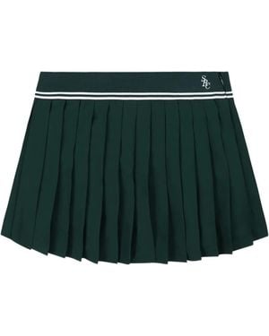 Sporty & Rich Pleated Logo-Embroidery Mini Skirt - Green