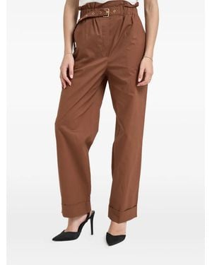Liu Jo Belted High-Waist Pants - Brown