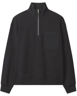 Maison Kitsuné Half-Zip Nylon-Pocket Jumper - Black