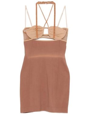 Nensi Dojaka Robe Courte À Design Drapé À Double Soutien-Gorge - Natural