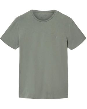 AllSaints Embroidered-Logo Slim-Fit T-Shirt - Grey