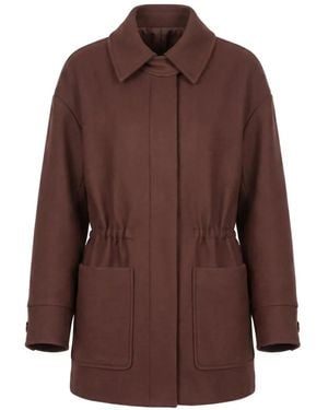 Patrizia Pepe Drawstring Long-Sleeve Coat - Brown
