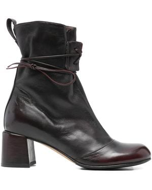 LORENA PAGGI Tie-Detail Leather Boots - Black