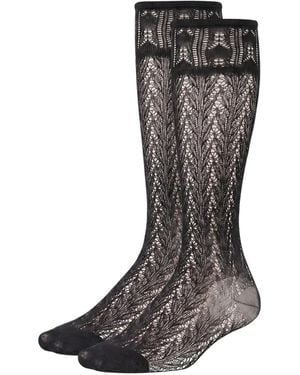 Swedish Stockings Erica Crochet-Knit Socks - Black