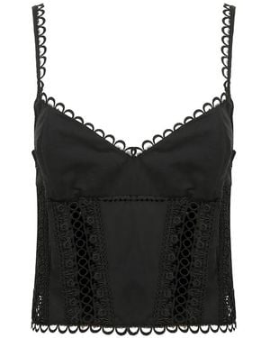 Charo Ruiz Poppy Lace-Trim Top - Black