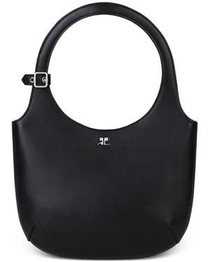 Courreges Holy Leather Shoulder Bag - Black