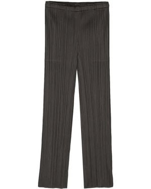 Pleats Please Issey Miyake Pleated Cropped Trousers - Grey