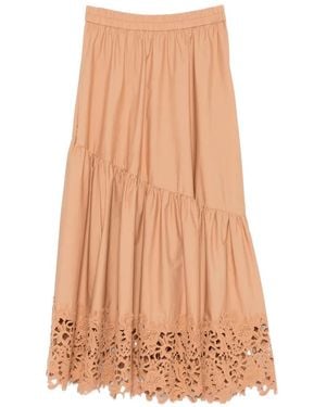 Twinset Ruffled Midi Skirt - Natural