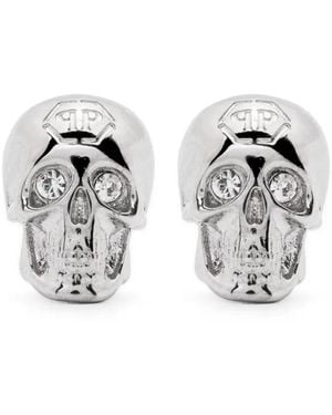 Philipp Plein Pendientes Con Motivo De Calavera En 3D - Blanco