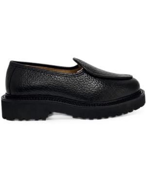 Jacques Soloviere Moli Grained Leather Lug-Sole Loafers - Black
