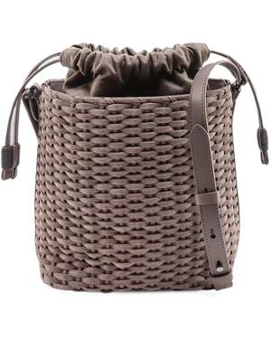 Brunello Cucinelli Woven Leather Bucket Bag - Gray