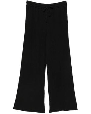Bobi Ribbed-Knit Drawstring Track Trousers - Black