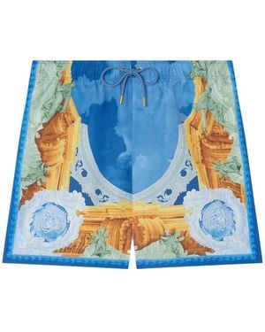 Versace プリント トランクス水着 - ブルー