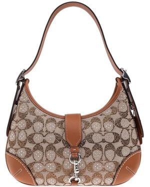 COACH Hamptons Hobo Crystal-Embellished Shoulder Bag - Brown