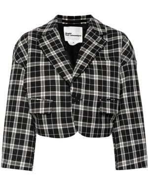 Noir Kei Ninomiya Blazer corto a cuadros - Negro