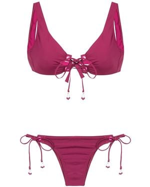 Amir Slama Lace Up Bikini - Purple