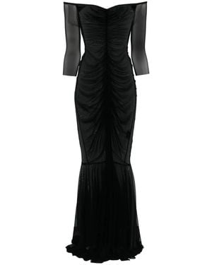 Norma Kamali Off-Shoulder Fishtail Gown - Black