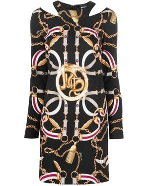 Just Cavalli Chain-Print Cut-Out Dress - Black