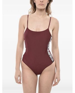 KARL LAGERFELD Logo-Tape Swimsuit - Red