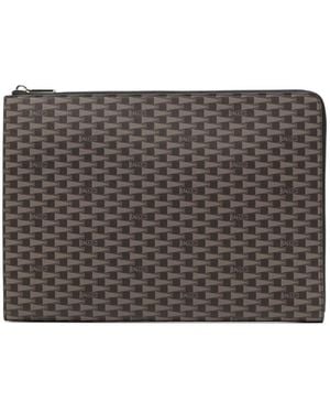 Bally Logo-Print Clutch Bag - Grey