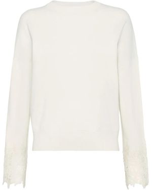 Brunello Cucinelli Pullover Mit Spitzenbündchen - Weiß