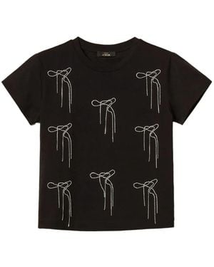 Twinset Bow Embroidered T-Shirt - Black