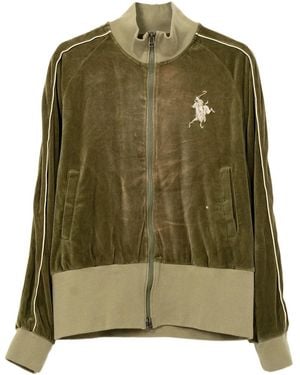 KAMIYA Embroidered Velour Zip-Up Sport Jacket - Green
