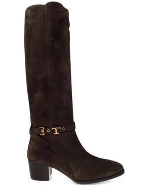 Tod's Suede Buckle-Detail Knee-High Boots - Black