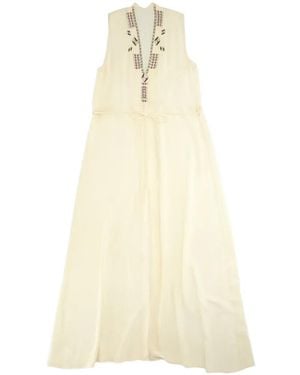 Fortela Anya Embroidered Silk-Georgette Maxi Dress - White