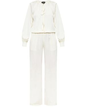 Tom Ford Long-Sleeves Gathered Jumpsuit - White