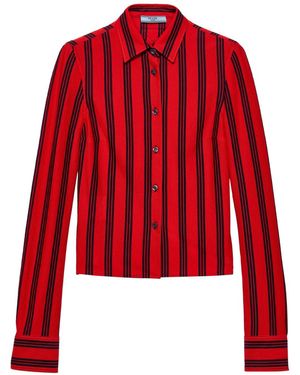 Prada Striped Piqué Shirt - Red