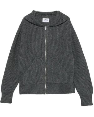 LC23 Kapuzenjacke Aus Rippstrick - Grau