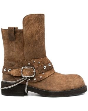 Ann Demeulemeester Studded-Embellishment Boots - Brown
