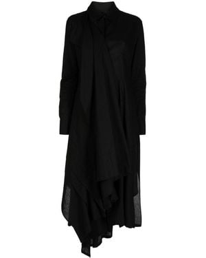 Yohji Yamamoto Muslin Draped Midi Dress - Black