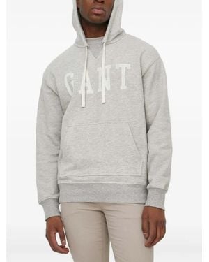 GANT Logo-Print Hoodie - Grey