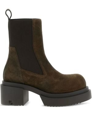 Rick Owens Platform Boots With Elastic Strap - Brown