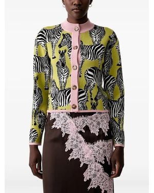 Never Fully Dressed Zebra-Intarsia Cardigan - Black