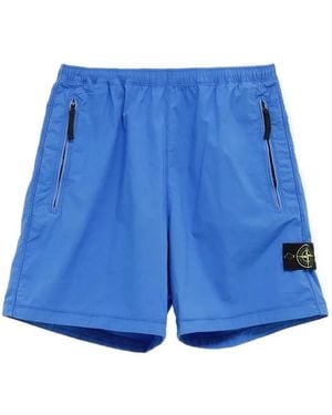 Stone Island Compass Logo-patch Shorts - Blue
