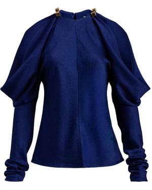 Silvia Tcherassi Kina Hardware-Detail Cold-Shoulder Blouse - Blue