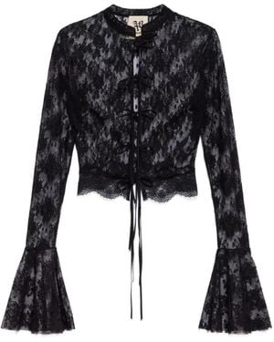 Aniye By Chemisette Era Cropped Blouse - Black
